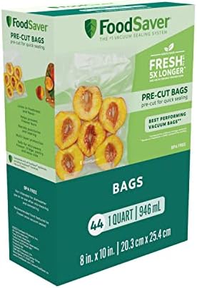 FoodSaver Vacuum Sealer Bags for Airtight Food Storage and Sous Vide, 1 Quart Precut Bags (44 Count)