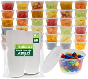 Freshware Plastic Deli Containers, 12 ounce, 12 oz, 50-Set