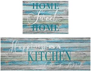 Fuoxowk Kitchen Rugs and Mats Non Skid Washable Summer Themed Kitchen Mat and Rug Set,Home Sweet Home Waterproof Rug,Rubber Backed Area Rugs for Kitchen Sink,Laundry Room,Indoor,Holiday Kitchen Rugs