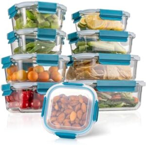 GC GENICOOK Glass Food Storage Containers with Lids-Glass Meal Prep Containers/Bento Box/Freezer Safe-Glass Lunch Box for Kitchen,Leak-Proof,Stackable,Large Capacity, BPA Free