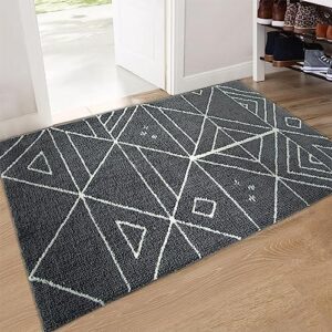 GlowSol 2x3 Area Rug Geomertic Plush Fluffy Rugs Modern Small Boho Doorway Throw Rug Non Slip Non-Shedding Laundry Room Floor Carpet for Bedroom Bathroom Dining Kitchen Indoor Home Decor Entry DoorMat