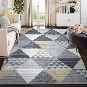 GlowSol 4x6 Area Rugs Modern Geometric Rug Washable Throw Rug Living Room Rugs,Non-Slip Bedroom Rugs Boho Dining Room Rug Soft Low-Pile Large Kitchen Area Rugs,4x6