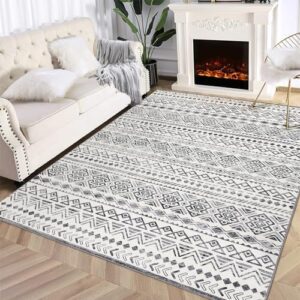 GlowSol Bohemian Area Rug 4x6 Washable Bedroom Rug Indoor Non Slip Accent Throw Rugs Moroccan Carpet Boho Rug Low-Pile Door Mat Floor Carpet for Entryway Bathroom Kitchen Office