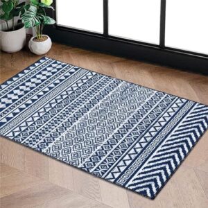 GlowSol Boho Area Rug 2x4 Modern Rug Blue Geometric Rug Entryway Mat for Kitchen Indoor Machine Washable Rug Foldable Non-Shedding Bathroom Bedroom Rugs Boho Capet for Living Room Bedside