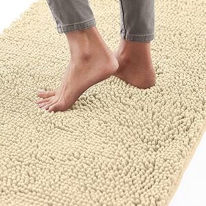 Gorilla Grip Bath Rug 30x20, Thick Soft Absorbent Chenille, Rubber Backing Quick Dry Microfiber Mats, Machine Washable Rugs for Shower Floor, Bathroom Runner Bathmat Accessories Decor, Sand