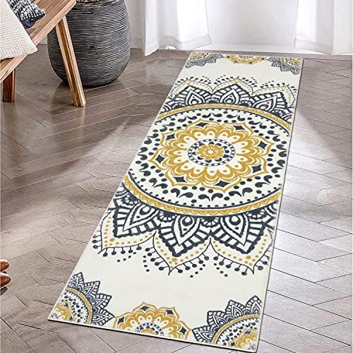 HEBE Boho Runner Rug 2'x6' Chic Mandala Bohemian Printed Rug Runner for Hallway Entrance Kitchen Bathroom Non Skid Machine Washable Ultra Soft Floor Carpet Door Mat Runner