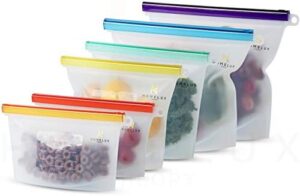 HOMELUX THEORY Reusable Freezer Bags, 6 Pcs Reusable Ziploc Bags Silicone Airtight & Leakproof, Reusable Silicone Food Storage Bags, Reusable Sandwich Container, Snack Bags & Ziplock Bags (2L, 2M, 2S)