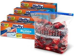 Hefty Slider Freezer Calendar Bags, Gallon Size, 100 Total Bags, 25 Count (Pack of 4)