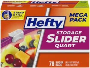 Hefty Slider Storage Bags, Quart Size, 78 Count