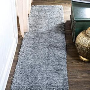 JONATHAN Y CLD100E-210 Groovy Solid Shag Runner Rug, Transitional, Contemporary, Glam, Bohemian, Modern, Farmhouse, Industrial, Coastal, Casual, Bedroom, Kitchen, Living Room, Light Gray, 2' X 10'