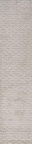 JONATHAN Y SBH105A-210 Ararat High-Low Pile Moroccan Diamond Modern Indoor Outdoor Area-Rug Bohemian Geometric Easy-Cleaning Bedroom Kitchen Backyard Patio Porch Non Shedding, 2 ft x 10 ft, Beige