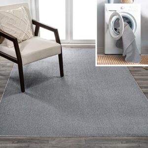 JONATHAN Y WSH300F-3 Twyla Classic Solid Low-Pile Machine-Washable Area Rug, Casual, Coastal, Contemporary for Bedroom, Kitchen, Living Room, Easy-Cleaning, Gray, 3 ft. x 5 ft.