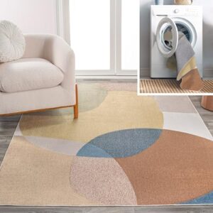 JONATHAN Y WSH307A-3 Pebble Geometric Kids & Novelty Machine-Washable Area Rug, Coastal, Contemporary, Modern, Minimalist, Transitional for Living Room, Dining Room, Bedroom, Kitchen, Multi, 3 X 5