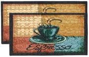 Kashi Home Kitchen Rug, Printed Area Rug, Durable Floor, Door Mat, Farmhouse Non-Slip Carpet Latex Backing Beautiful Design Espresso 2pc Set (18X30 Rectangle & 20X40)