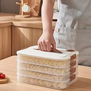 MANHONGYU 4-layer Food Storage Container, Dumpling Box,Cookie Storage Containers Airtight,Stackable Cookie Carrier with Lid and Handle