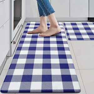 MAYHMYO Kitchen Floor Mat Cushioned Anti Fatigue Kitchen Rugs Blue Kitchen Rugs and Mats Non Skid Kitchen Runner Rug Farmhouse Comfort Standing Kitchen Mats for Floor, House, Sink, Office