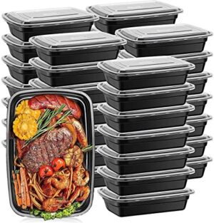 MORDEN MS Meal Prep Container With Lids, 50 PACK Reusable Food Storage Container Plastic Bento Lunch Boxes Travel To-Go Food Containers, Single Compartment Portion Control,33oz