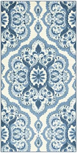 Maples Rugs Vivian Medallion Kitchen Rugs Non Skid Accent Area Carpet [Made in USA], Blue, 2'6" x 5'