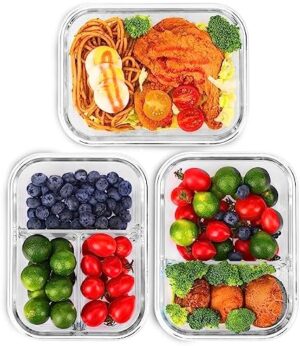 Moretoes Glass Food Storage Containers, 6pcs, 35oz, Glass Bento Box, Glass Meal Prep, Airtight Storage Container, Glasslock Container, Clear Containers