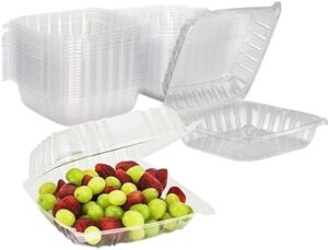 Mr. Miracle Clear Plastic Takeout Containers - Durable and Sturdy Clamshell Food Boxes for To-Go and Storage - 8x8x3 Disposable Clam Shell Containers, 25 Pack - Easy Open Hinge Design