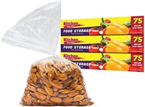 PARTY BARGAINS 1 Gallon Size Food Storage Bags with Twist-Ties. [225 Bags] (3 Boxes of 75 Bags Each) 11 x 13 inches. Easy & Convenient for Kitchen, Office, Commercial, & Home use