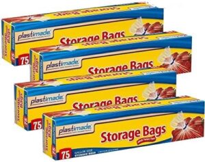 Plastimade Disposable Plastic Storage Bags With Original Twist Tie, 1 Gallon Size, 300 Bags, Great Thanksgiving For Home, Office, Vacation, Traveling, Sandwich, Fruits, Cake, Cookies, Or Any Snack