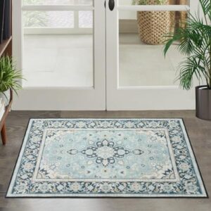 Printed Area Rugs for Home Decor, 2x3 Non-Slip & Non-Shedding Low-Pile Stain Resistant Carpets, Perfect for Living Room Bedroom Dining Room, Softness and Family & Pet Friendly, Blue