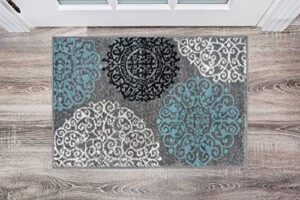 Rugshop Contemporary Modern Floral Perfect for high Traffic Areas of Your Living Room,Bedroom,Home Office,Kitchen Area Rug 2' x 3' Gray