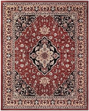 SUPERIOR Indoor Area Rug, Plush Carpet Cover, Traditional Oriental Medallion, Perfect for Hallway, Entryway, Living Room, Dining, Bedroom, Office, Kitchen, Glendale Collection, 2' x 3', Red