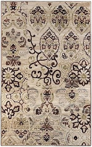 Superior Indoor Area Rug, Jute Backed, Perfect for Entryway, Office, Living/Dining Room, Bedroom, Kitchen, Hardwood Floor, Modern Floral Decor, Caldwell Collection, 2' x 3', Beige