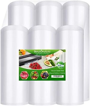 SurpOxyLoc 6 Pack 8"x20'(3Rolls) and11"x20'(3Rolls) Food Vacuum Sealer Bags Rolls with BPA Free,Heavy Duty,Great for Sous Vide and Vac Seal storage