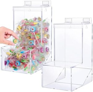 Thyle 2 Pcs Acrylic Candy Dispenser Bin Candy Storage with Lids Clear Snack Dispenser Acrylic Storage Box Small Bulk Accessories Organizer for Candy Bars Coffee Creamers Finger Cots Clean Wipes