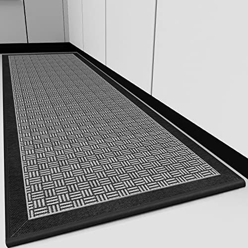 Washable Kitchen Rug,Cushioned Anti Fatigue Kitchen Mat,Comfort Kitchen Mats and Rugs for Kitchen,Office, Home, Laundry,Absorbent Kitchen Runner Rugs for Kitchen Mats Black 20"x47" Inches