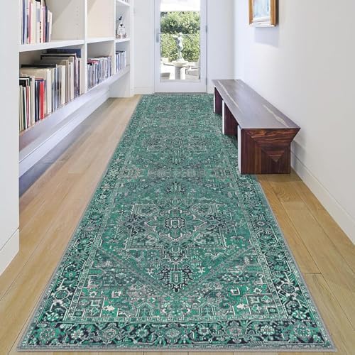 Worxvell Runners for Hallways 2'6"x8', Vintage Kitchen Runner Rug, Soft Non Slip Washable Runner Rugs with Rubber Backing Distressed Carpet Runner for Entryway Bedroom Laundry Room