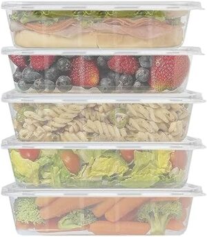 YUESING 50 Pack 17oz Deli Containers with Lids Freezer Food Storage Containers Lunch Salad Container Plastic Container with Lids Meal Prep Container Reusable Sets BPA Free Bento Box Dishwasher