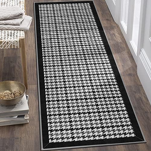 YUHFERA 2x8 Non-Slip Kitchen Runner Rugs - Modern Herringbone Washable Low-Pile Carpet Mat, Rubber Backing Rug Runner for Hardwood Floors, Hallway Floor Rug | Size 2' x 8'