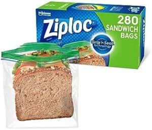 Ziploc Sandwich and Snack Bags, Storage Bags for On the Go Freshness, Grip 'n Seal Technology for Easier Grip, Open, and Close, 280 Count