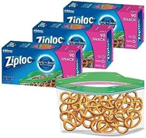 Ziploc Snack Bags, Storage Bags for On the Go Freshness, Grip 'n Seal Technology for Easier Grip, Open, and Close, 90 Count (Pack of 3)