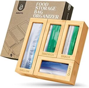 Ziplock Food Storage Bag Organizer - Many Combinations Possible with 4 Separate Plastic Bag Organizers for Drawer - Elegant and Sturdy Boxes with Laser Engraved Titles to Keep Kitchen Drawer Tidy