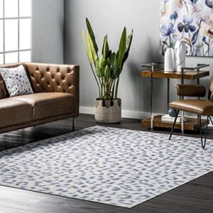 nuLOOM Mason Machine Washable Contemporary Leopard Print Ultra Thin Area Rug, 8' x 10', Blue