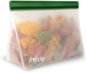 rezip 8-Cup Stand-Up Reusable Food Storage Bag | BPA-Free, Food Grade, Leakproof, Freezer and Dishwasher Safe | Pine