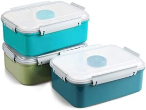 shopwithgreen 3 Pack Salad Food Storage Container To Go, 47 oz Bento Box with Removable Tray & Dressing Pots, for Lunch Salad Snacks Fruit, Food Prep Storage Containers with Lids