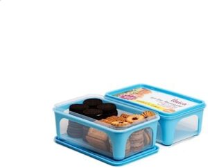 Unica Solo Uno Plastic Rectangle Storage Containers with Air resistant Lids, Leak-resistant Microwave Safe Stackable Container for Snacks,Pet Food, Freezer-safe, BPA-free,Set of 2 (2490 ml x 2 pcs)