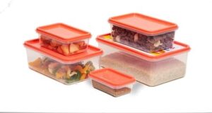 Unica Flamante Container, Plastic Food Storage Container with Air resistant Lid, Nestable & Stackable Rectangle Meal Prep Container, Non-Toxic, BPA-Free, Microwave,and Freezer Safe, Set of 5