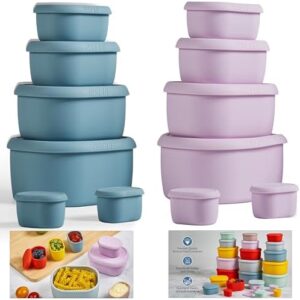 ISSEVE 12Pcs/Set Nesting Silicone Food Storage Containers with Lids, BPA Free Reusable Meal Prep Silicone Containers Airtight, Freezer Dishwasher Safe (33.8oz, 20oz, 10oz, 6.7oz, 1.3oz)