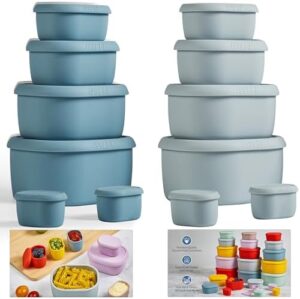 ISSEVE 12Pcs/Set Nesting Silicone Food Storage Containers with Lids, BPA Free Reusable Meal Prep Silicone Containers Airtight, Freezer Dishwasher Safe (33.8oz, 20oz, 10oz, 6.7oz, 1.3oz)