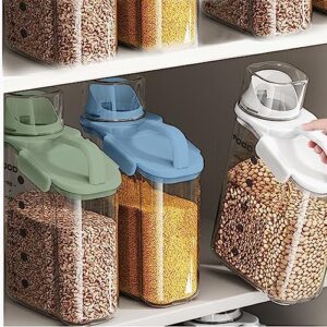 Cereal Containers Storage,2L Airtight Large Dry Food Storage Containers with Pouring Spout, Measuring Cup for Flour and Grain,BPA Free Dispenser Plastic Bin (2)