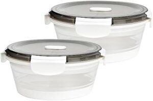 Collapsible Silicone Food Storage Containers Set of 2, Leakproof Bowls for Leftovers, Salad, Fruits, Airtight To-go Box, Dishwasher Microwave Freezer Safe, BPA Free, Medium and Large