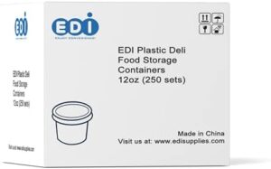 EDI [12 OZ, 250 Sets] Wholesale Plastic Deli Food Storage Containers with Airtight Lids | Microwave-, Freezer-, Dishwasher-Safe | BPA Free | Heavy-Duty | Meal Prep | Leakproof | Recyclable