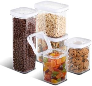 Everyday Solutions Airtight Food Storage Containers with Lids - Leak Proof Clear Kitchen Storage Containers for Pantry Organization - Stackable Snack Storage Containers - BPA-Free - 5 PC Set